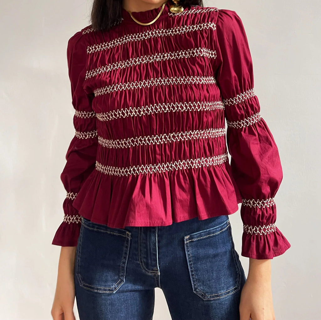 Autumn Winter Arrival Multi Color Casual Half High Collar Smocking Long Sleeved Top Bottoming Shirt