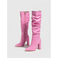 Spitzer Zeh Chunky Heel Spitzer Zeh Natural Wrinkle Side Zipper Boots plus Size Ankle Boots