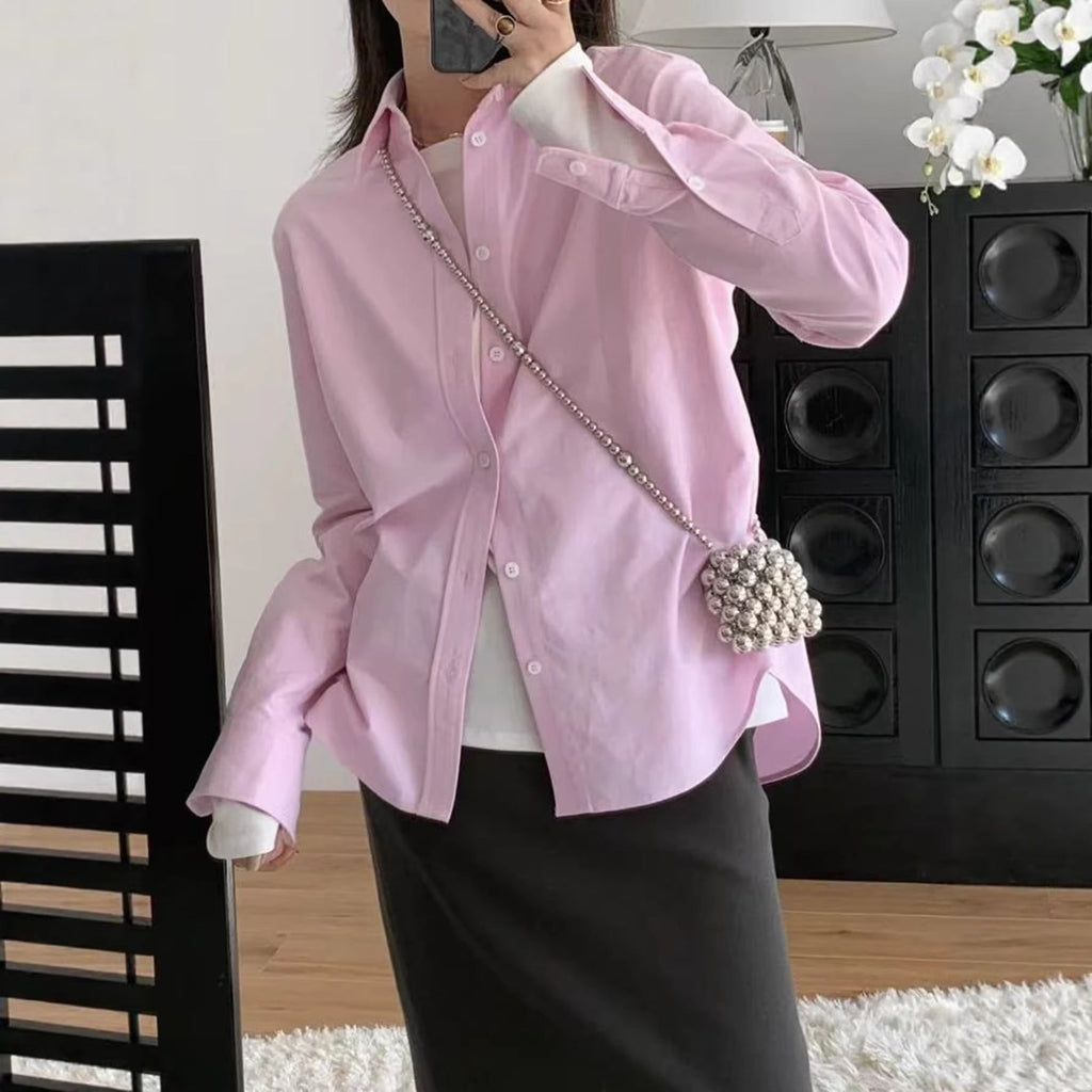 Women Clothing Autumn Advanced All Match Basic Tops Shirt