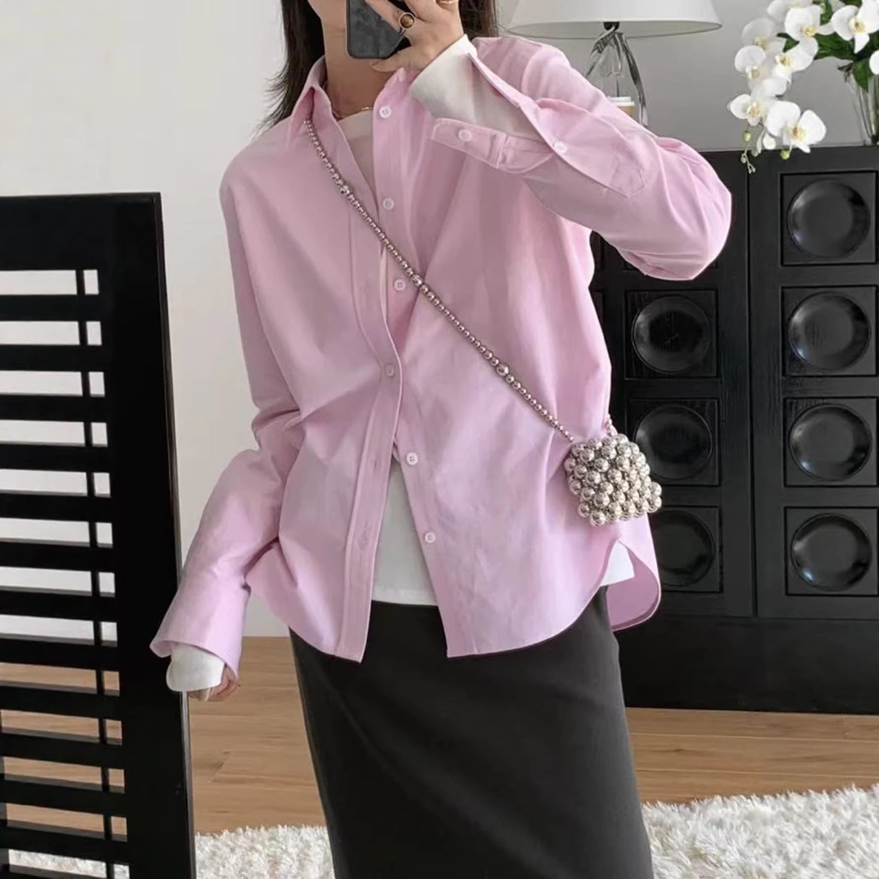 Women Clothing Autumn Advanced All Match Basic Tops Shirt