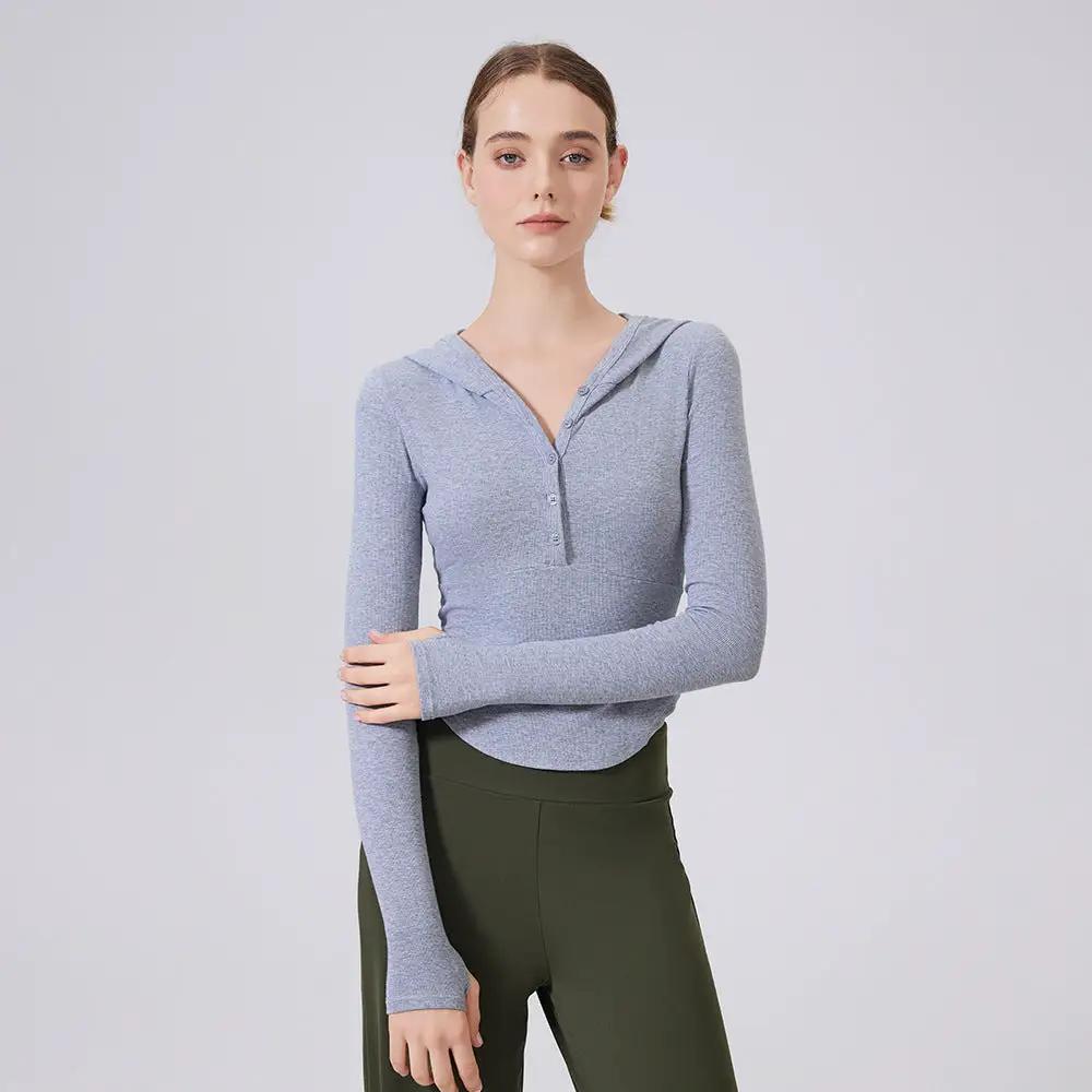 Bamboo Thread Hoodie Slimming Tops Outerwear Workout Clothes Running Yoga Slimming Long Sleeves Henry Sports by Wanita Store
