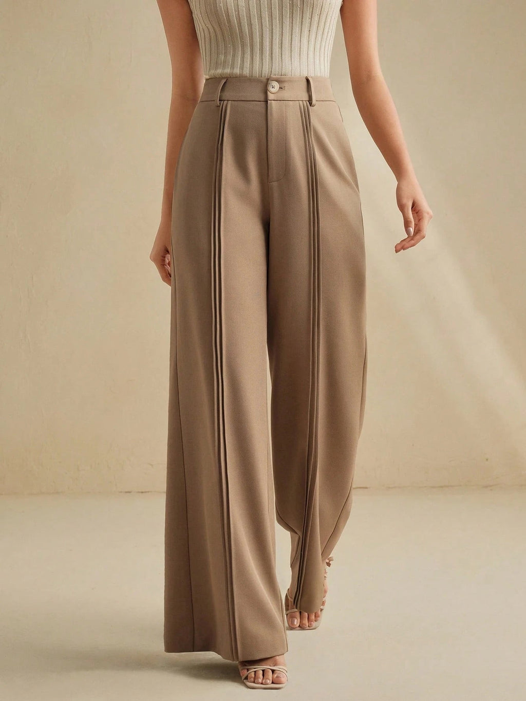 Office All Matching Solid Color Slim Fit Suits Pants High Waist Drape High Grade Wide Leg Women Work Pant