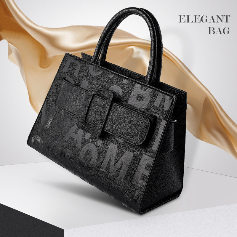 Handtasche Große Kapazität Tragetaschen Damen Retro Trends Buchstabengrafik Damen Handtasche Schultertasche
