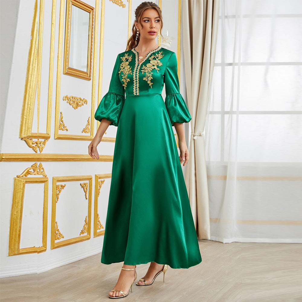 Nahost muslimische Frauen Kleidung Party Versammlung Applikationskleid Abendkleid
