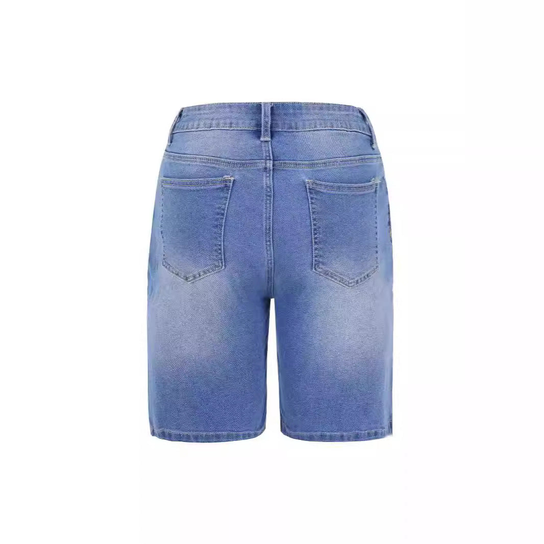 Women Slim Denim Middle Shorts