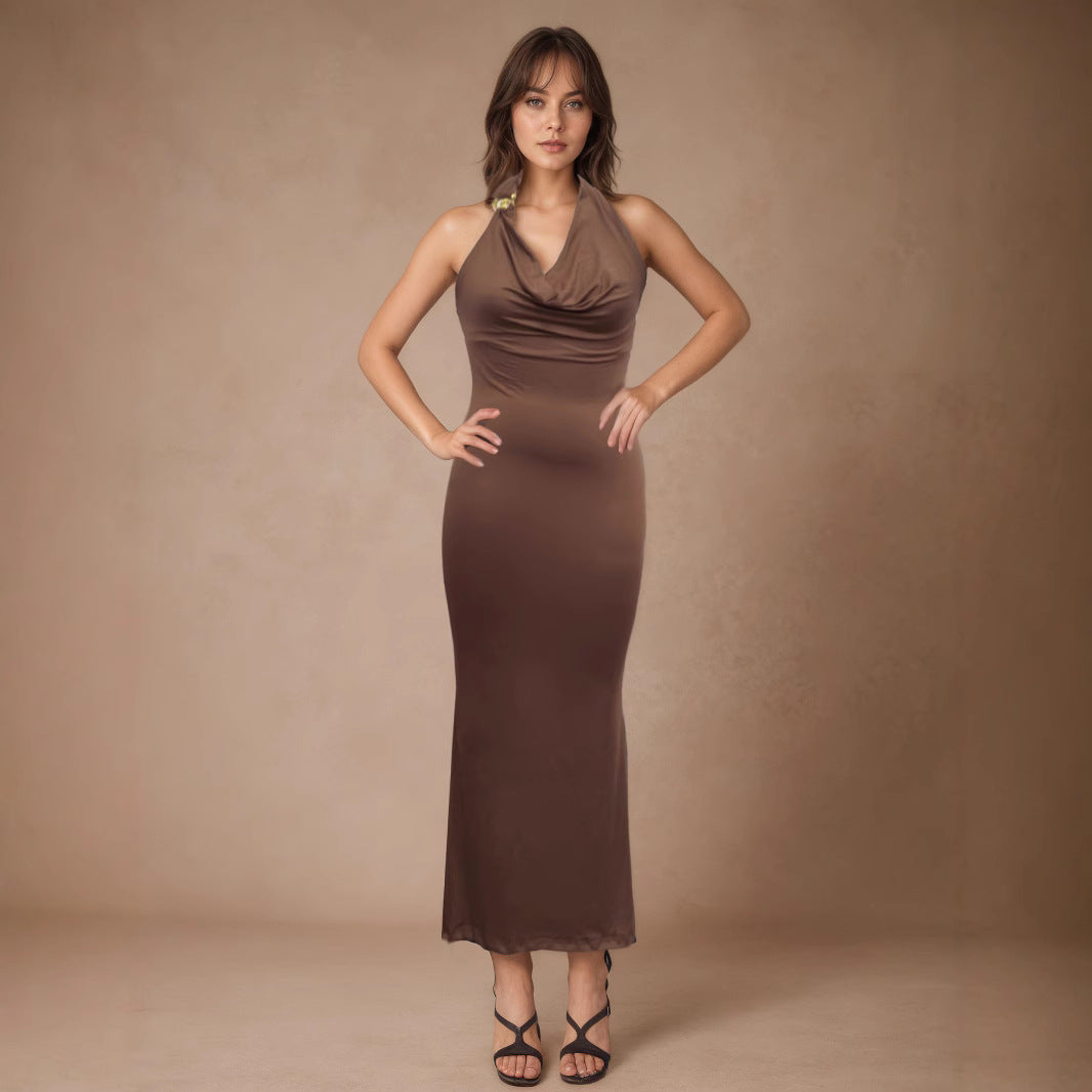 Elegantes V-Ausschnitt Neckholder-Kleid Damen Sommer Hochwertiges sexy Etuikleid