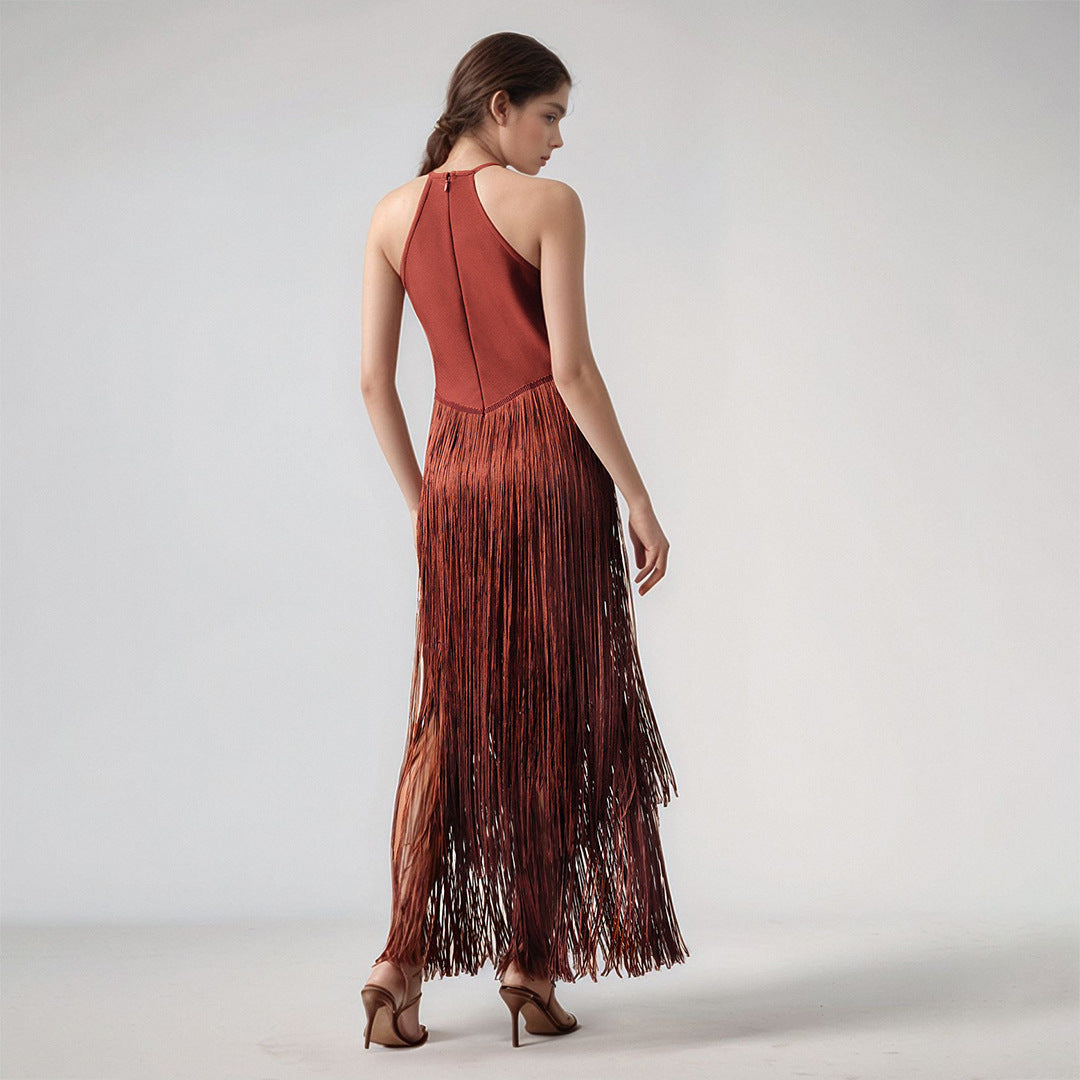 Quaste Ärmelloses Taille Enges Verbandkleid Einteiliges Kleid Damen Party Bühne Performance Kleid Frauen Kleidung