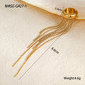 Long Tassel Stainless Steel Earrings Ear Clip 18K Gold Plating Senior Niche Ear Jewelry