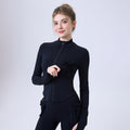 Zipper Sportswear Jacket Women Puffy Pocket Slim Fit Warm Slim Look Running Training Yoga Workout Long Sleeve