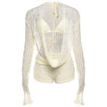 Herbst Damenbekleidung Sexy Spitzen-Cutout Langarm Halter Neck Spaghetti Träger Slim Shorts Dreiteiler für Damen