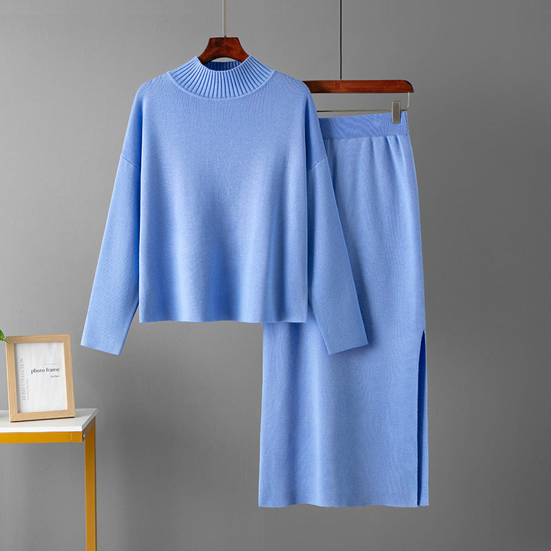 Damenbekleidung Herbst Lässig Locker Langer Rock Zweiteiliger Anzug Pullover