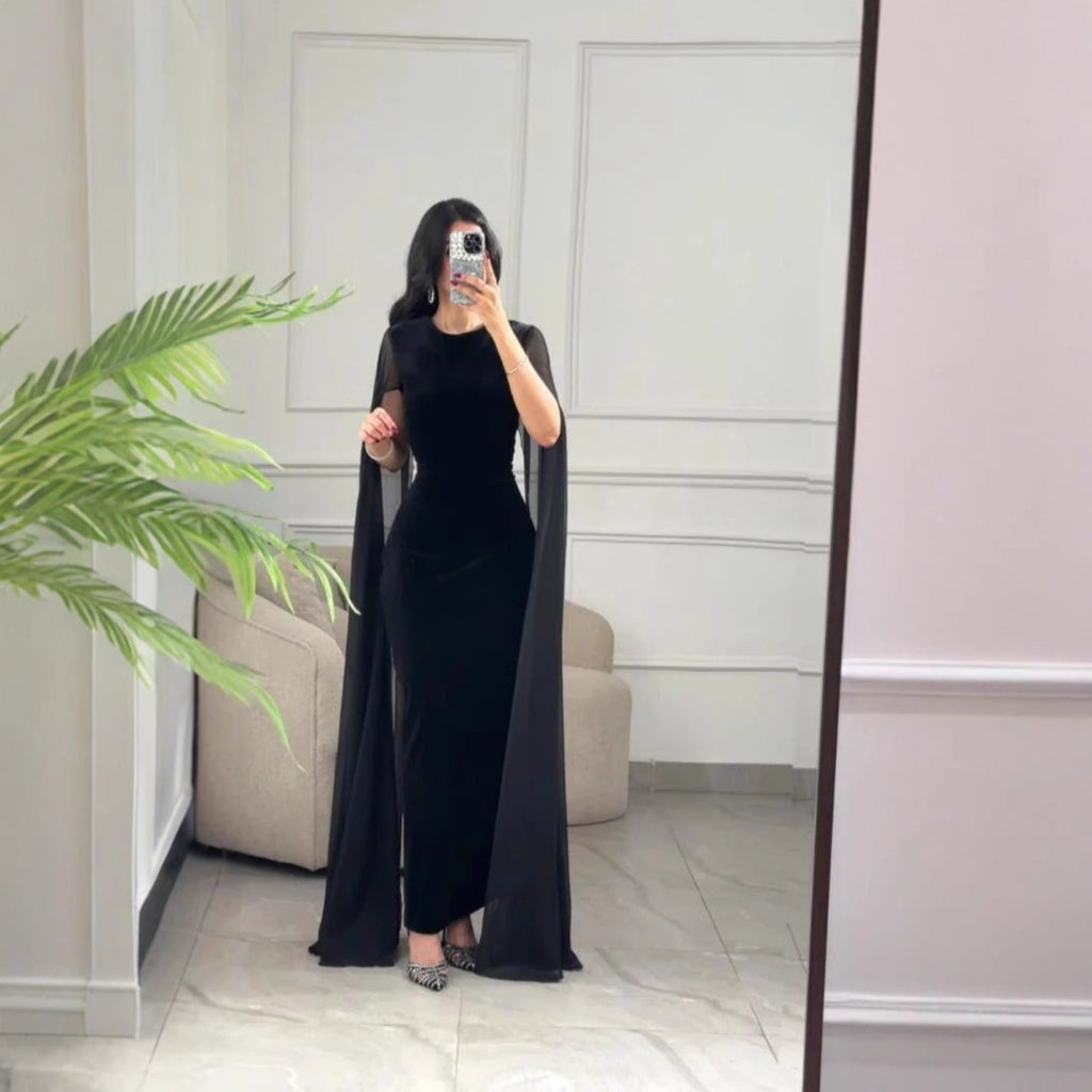 Herbst Winter Damenbekleidung Naher Osten Samt Scheide Ärmel Kleid