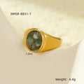 All Match High Grade Stainless Steel round Inlaid Natural Stone Non Fading Women Ring