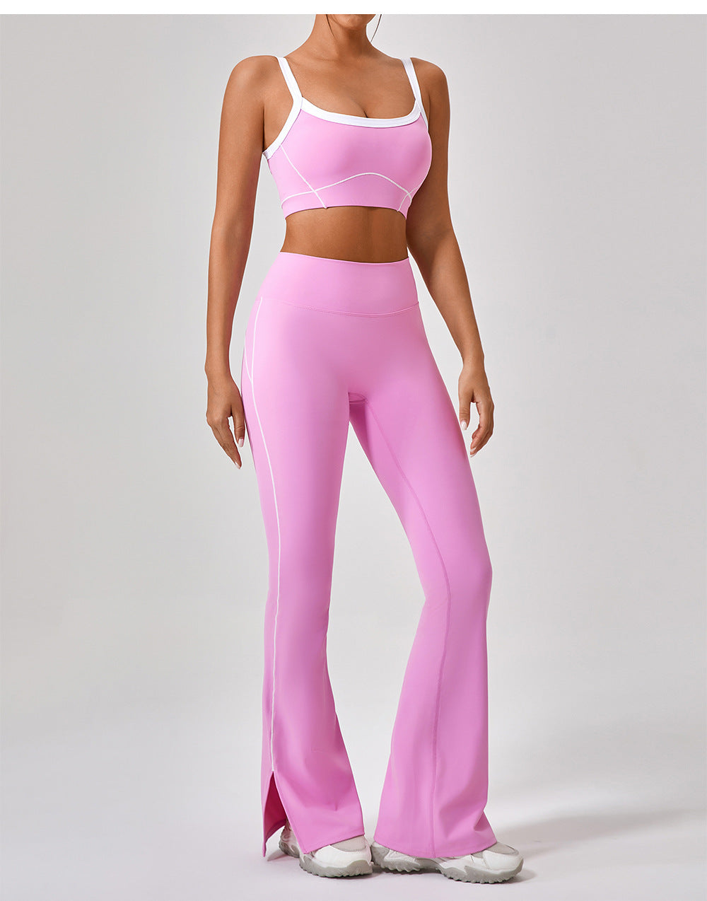 Nude Feel Tight Outdoor Sports Underwear Women Spaghetti Strap Contrast Color Suit Sling Yoga Clothes