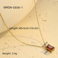 Light Luxury High Grade Stainless Steel Necklace Square Zircon Embellished Simple All Match Women Titanium Steel Clavicle Chain
