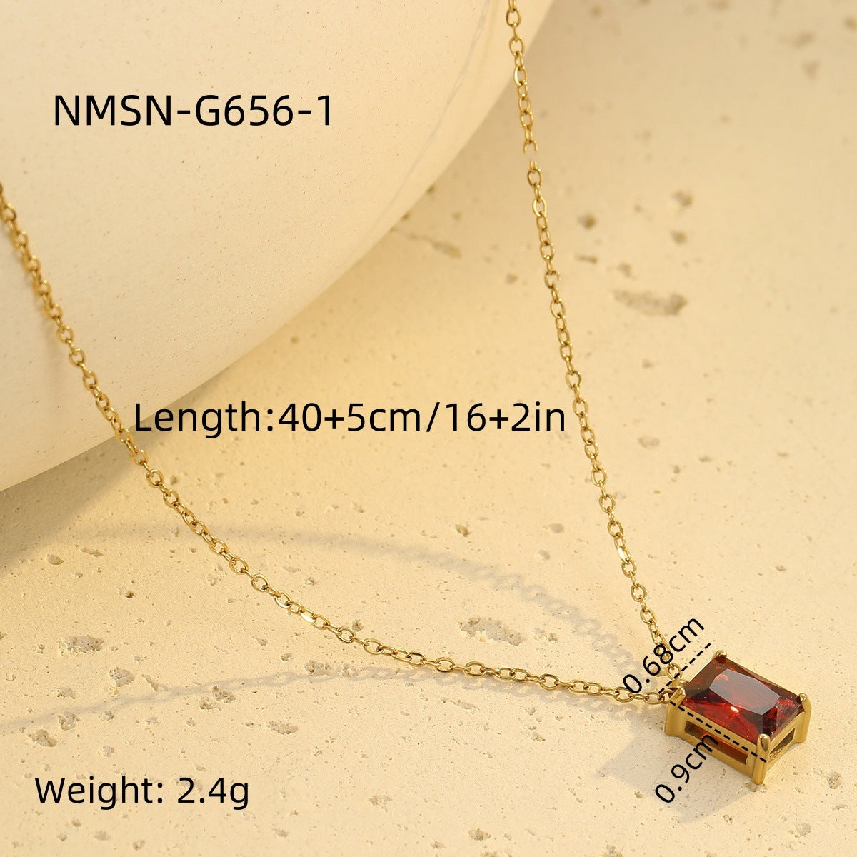 Light Luxury High Grade Stainless Steel Necklace Square Zircon Embellished Simple All Match Women Titanium Steel Clavicle Chain