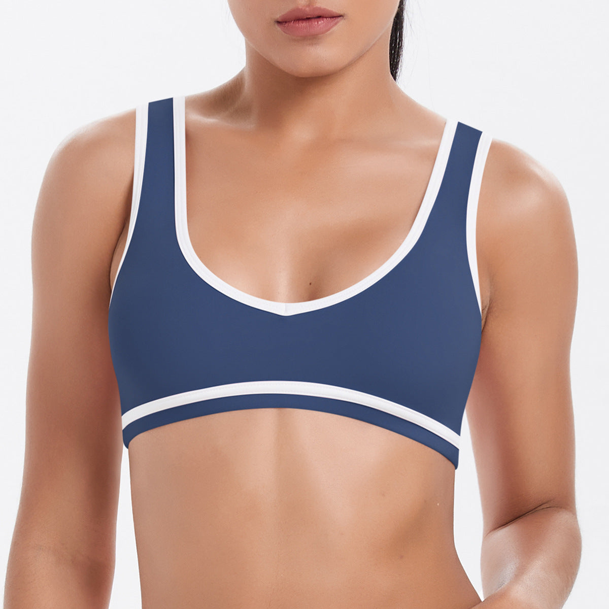 Enges Nude-Gefühl Kontrastfarben Sport-Rückenformer Damen Rückenfreier Yoga-BH Tennis-Workout-Kleidung Oberbekleidung Sport-Top