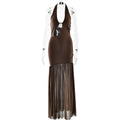 Women Dress Elegant Halter Sexy Cutout Pleated Backless Sheath Dress