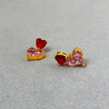 Double Love Shiny Earrings Special Interest Light Luxury High Grade Elegant Zircon Inlaid Graceful Earrings