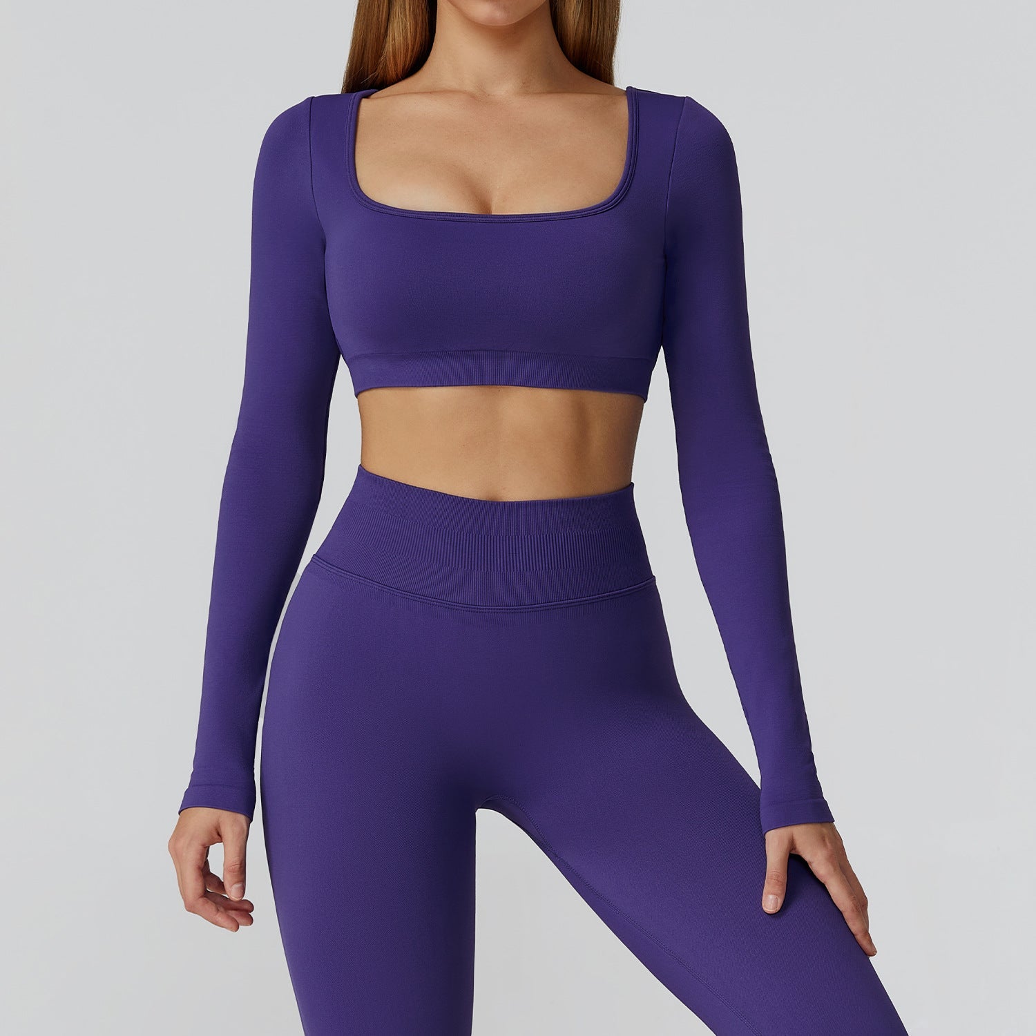 Sollinarry Slim Fit Nahtlose Yoga Kleidung Hohl Geschnitten Rückenfrei Beauty Back Yoga Langarm Damen Sport Laufen Fitness Kleidung