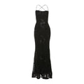 Women Clothing Summer Sexy Slim Fit Slimming Backless Lace up Dress Maxi Dress