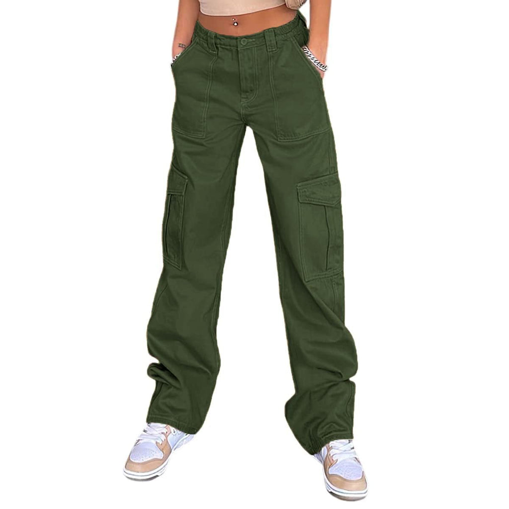 Schlanke High Waist Cargo-Hose für Damen mit mehreren Taschen