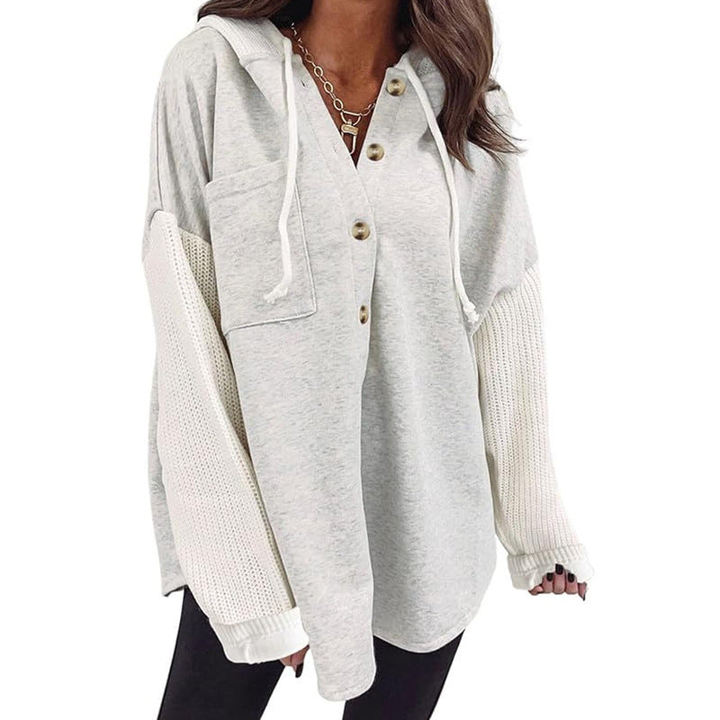 Herbst Winter Damenbekleidung Pullover Patchwork Hoodie Freizeitmantel für Damen