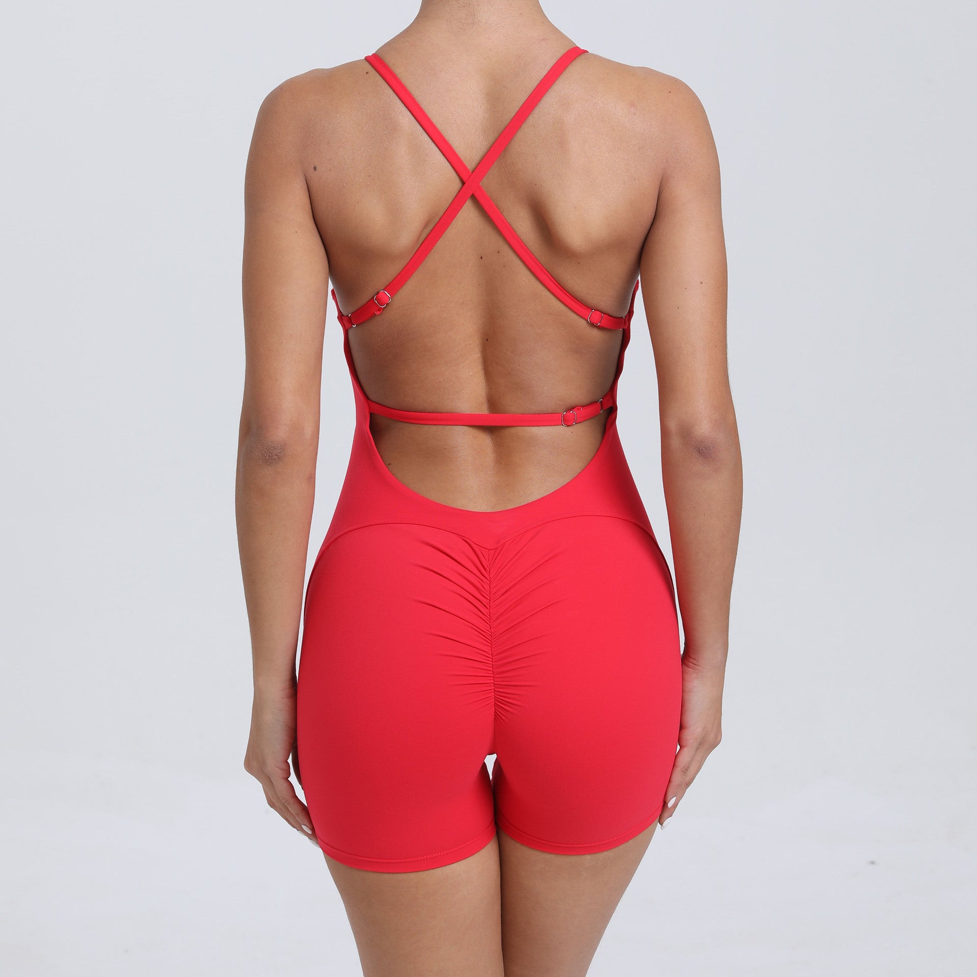 Yoga-Jumpsuit für Damen, mit Pfirsich-Hüft-Push-up und schönem Rückenausschnitt, für Outdoor-Laufen, eng anliegend, sportlich, schnell trocknend, Trainingskleidung