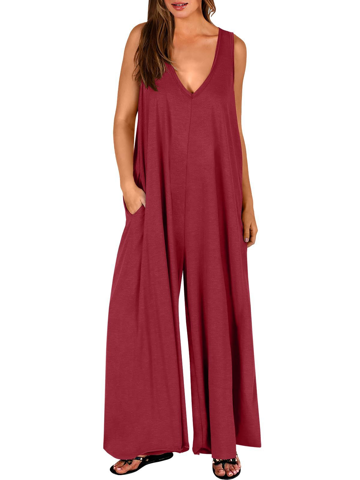 Sommer Frische Lässige Damen Overall mit Taschen Dünner Damen Jumpsuit