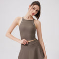 Nude Feel Yoga-Top Kontrastfarbenes Schönheits-Rückenteil Schnelltrocknender Neckholder Unterwäsche Sport Laufen Fitness Sport-BH Damen