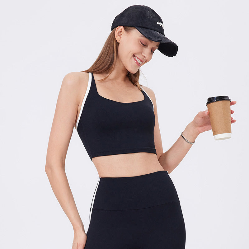 Nude Feel Yoga Kleidung BH Verstellbarer Spaghettiträger Fitness Sexy Einteiler Cup Schnelltrocknend Atmungsaktive Trainingsweste