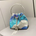 Women Bag Rhinestone Bucket Bag with Diamond Handle Handbag Shoulder Crossbody Small Bag Rhinestone Bag