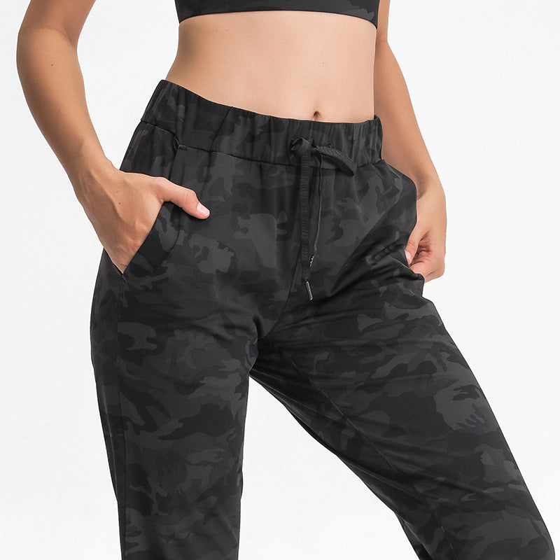 Frühling Sommer Elastische Schnür-Taillen-Yogahose Schlichte Gerade Sportliche Freizeit-Hose mit elastischem Knöchelbund für Damen