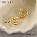 Stainless Steel Circle Inlaid Zircon Stainless Steel Earrings High Sense Ear Studs with Diamond Earrings