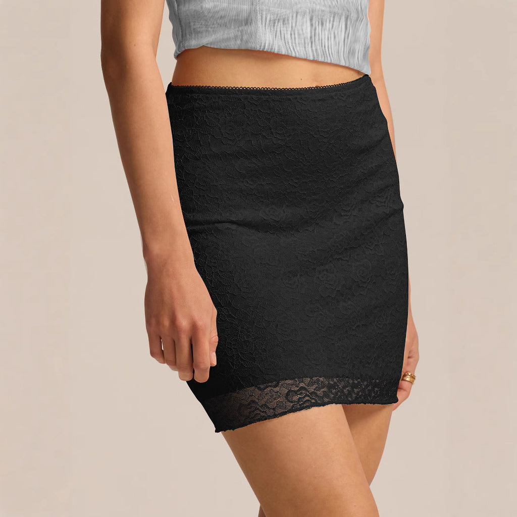 Damenbekleidung Spitzenrock Sexy Schmal Geschnittener Unterrock mit Innenfutter und Hüftrock für Damen