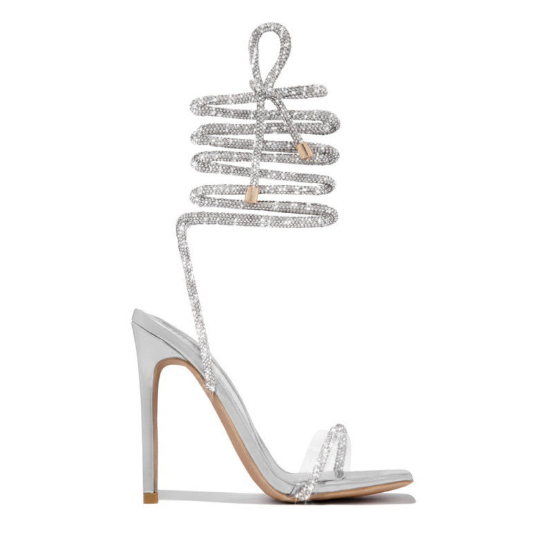 Sommer lässig bequem Schnürung römisch spitz Stilettoabsatz Damen High Heel Sandalen