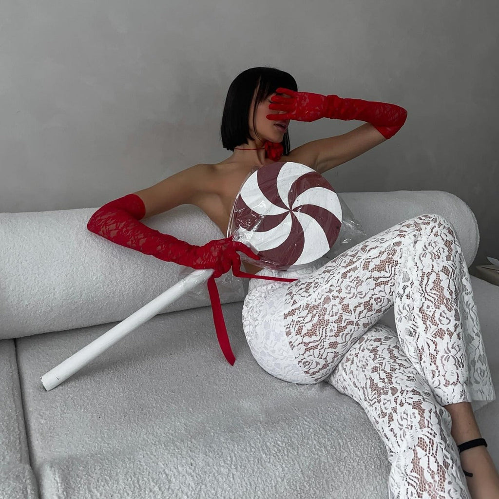 Frühling Sexy Hohe Taille Nähte Voile Gerade Beinhose Damen