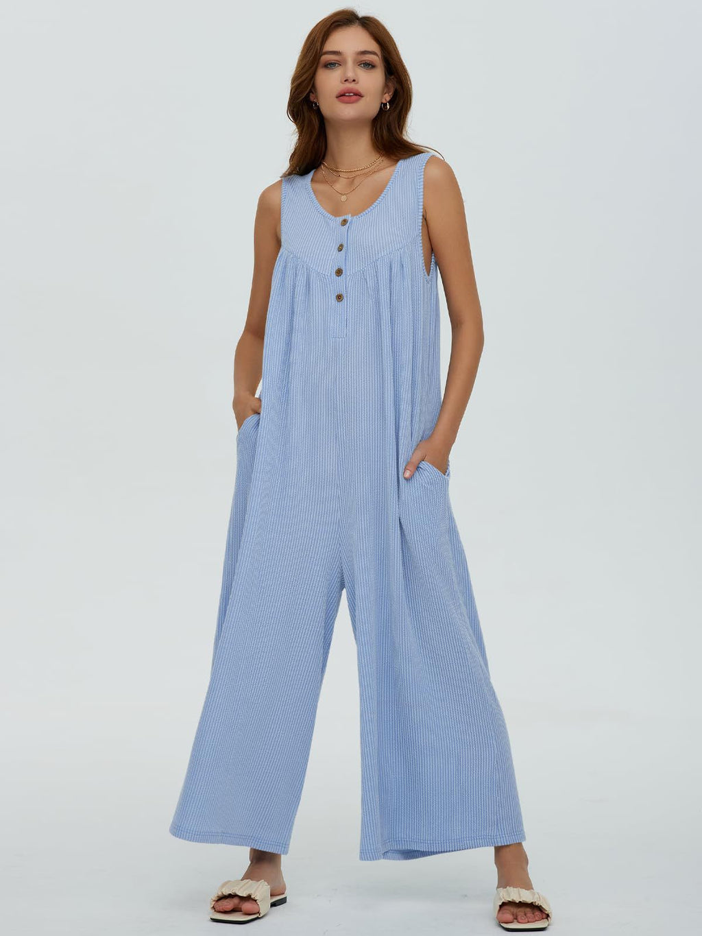 Herbst Winter Damen Frischer Lässiger Damen Jumpsuit mit Taschen