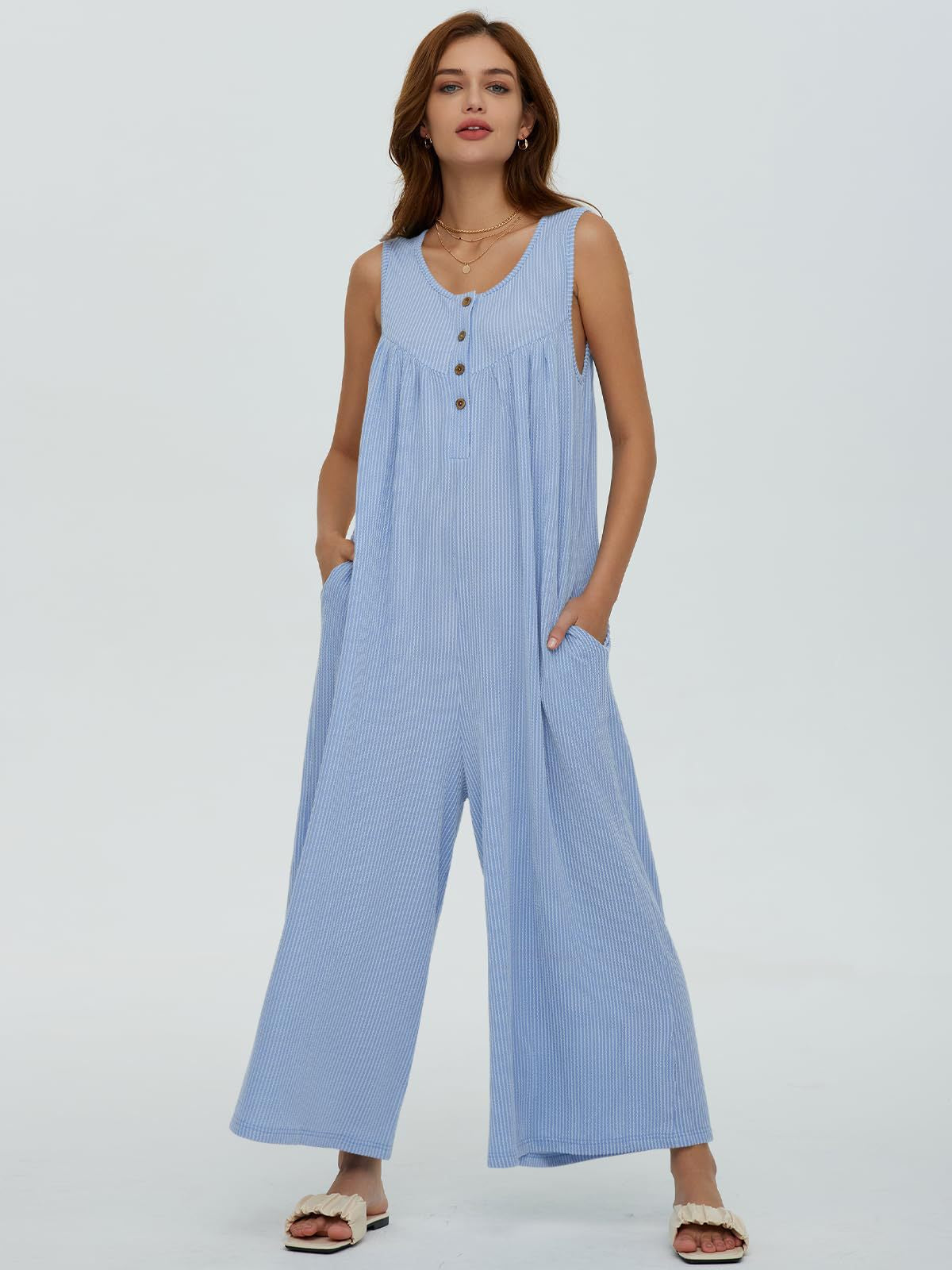 Herbst Winter Damen Frischer Lässiger Damen Jumpsuit mit Taschen