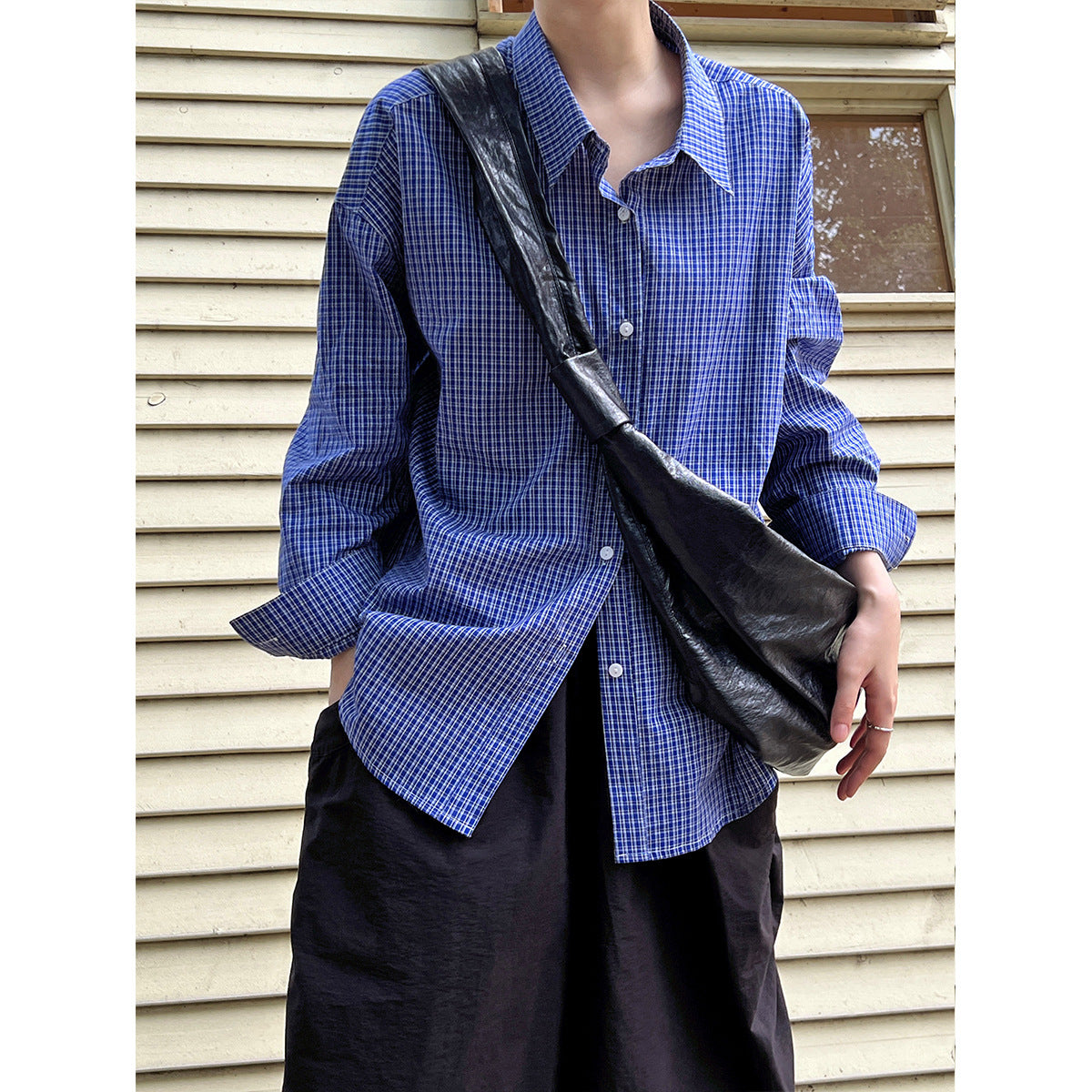 Eleganter Plaid-Shacket Damen Frühling Oberteil Kalt Hochwertiges Hemd