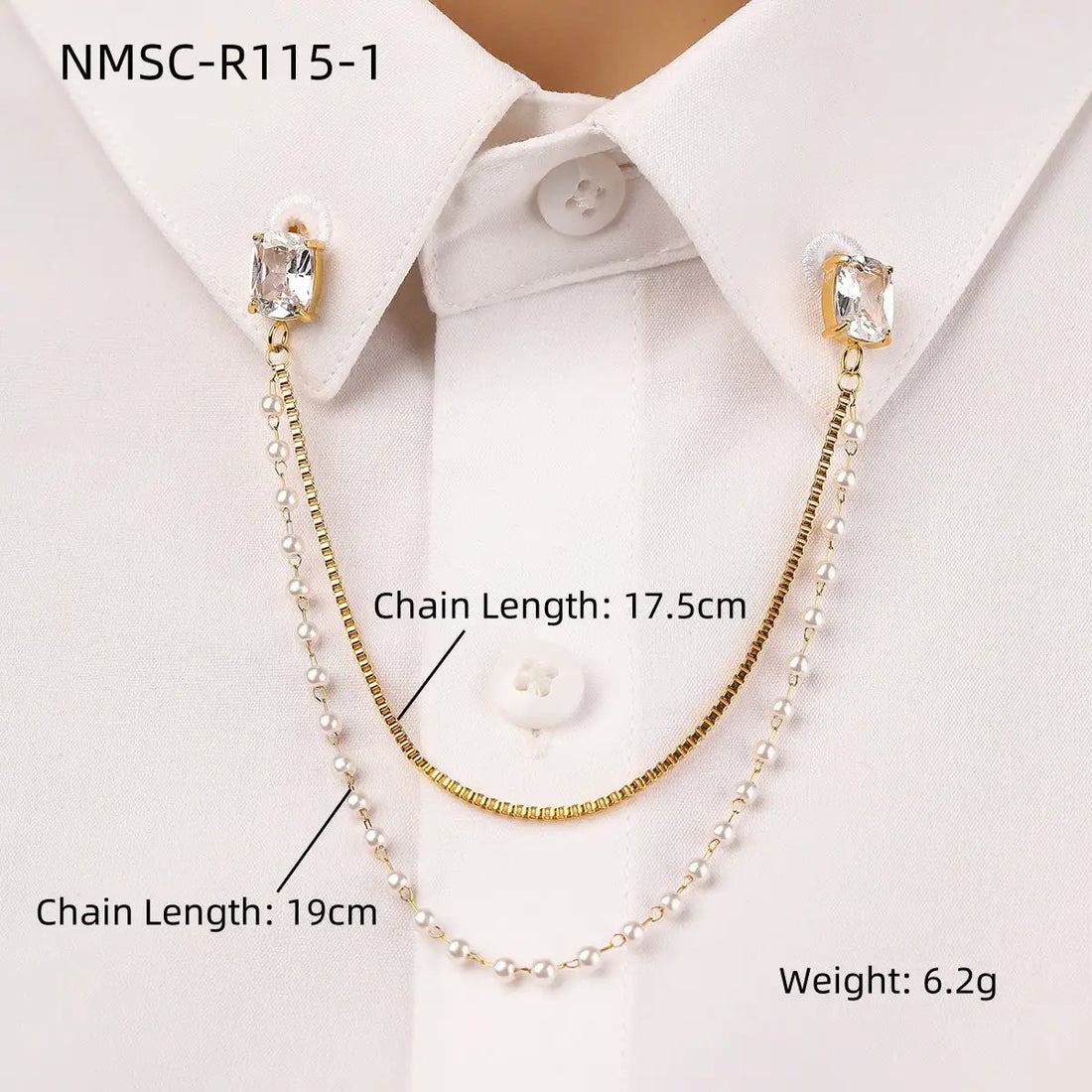 Arrival Square Zircon Stainless Steel Collar Pin High Grade Shirt Neckline Decorative Jewelry by Wanita Store