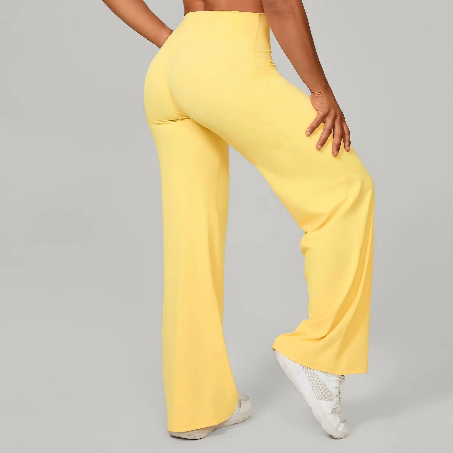 Autumn Sand Pilates Straight Yoga Pants All Match Loose Wide Leg Pants Running Sports Fitness Hip Showing Trousers by Wanita Store