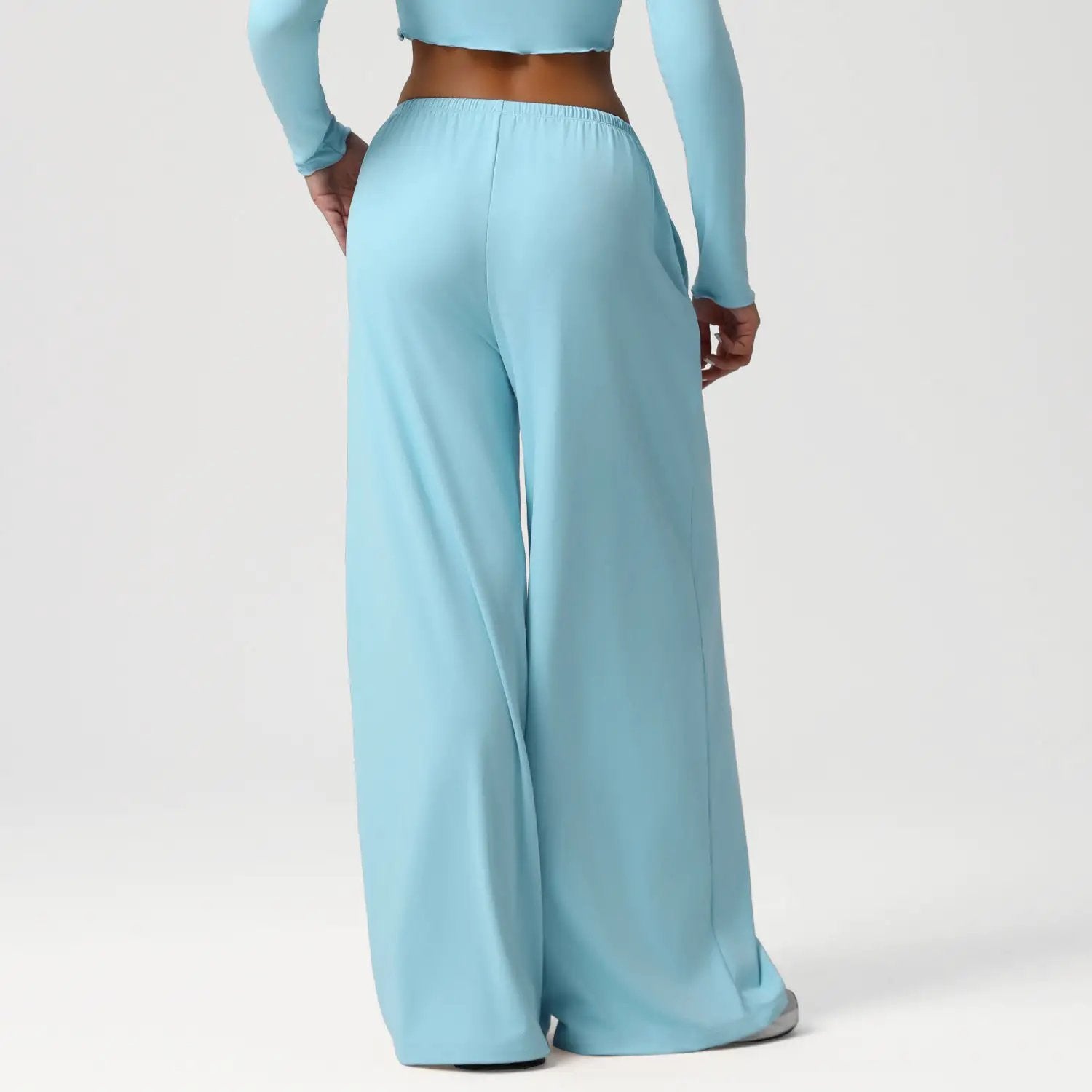 Autumn Winter Wide Leg Women Sports Pants Loose Low Waist Fitness Pants Drawstring Elastic Casual Yoga Pant Belt Pocket by Wanita Store