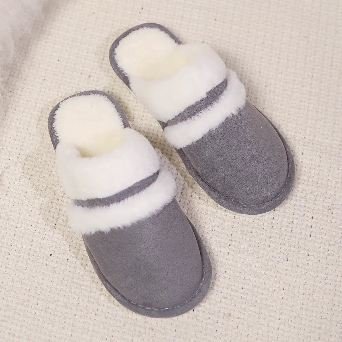 Fluffy Slippers Autumn Winter Warm Slugged Bottom Home Thickened Fleece Slippers Home Indoor Cotton Slippers by Wanita Store