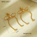 Internet Celebrity Same Bow Stainless Steel Earrings Women Niche High Sense 18K Gold Plated Titanium Steel Ornament Women