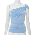 Damenbekleidung Sommer Elegant Schräge Schulter Verdrehtes Mesh-Stitching Tube Top
