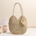 Hollow Out Cutout Tassel Strohtasche Große Kapazität Umhängetasche Gewebte Tasche Urlaub Strandtasche Damentasche