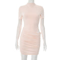 Women Clothing Summer Sexy Tight Cropped Outfit Sheath Half Turtleneck Skirt Sets