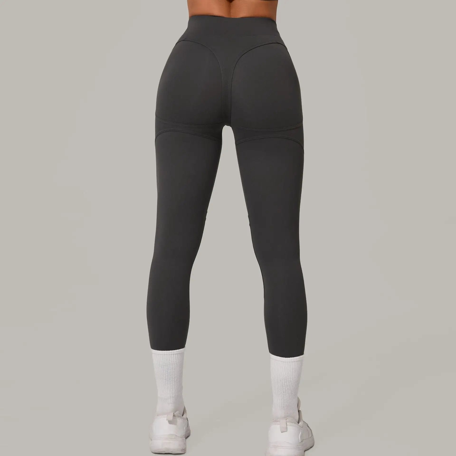 Autumn Sand High Waist Hip Lift Brushed Yoga Pants Running Quick Drying Fitness Pants Waist Slimming Hip Tight Sports Pants by Wanita Store