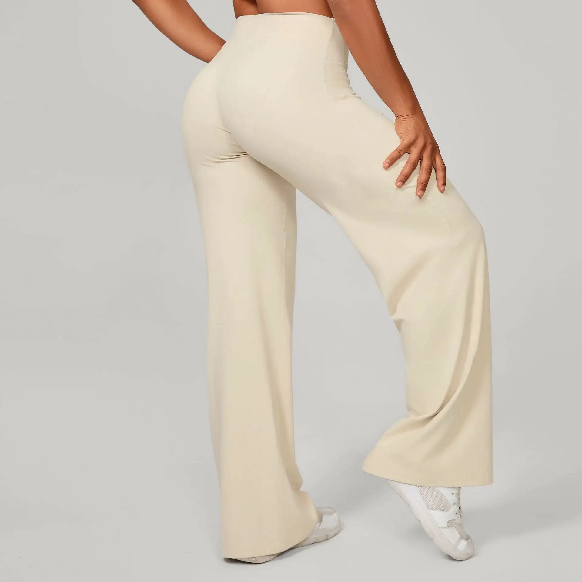 Autumn Sand Pilates Straight Yoga Pants All Match Loose Wide Leg Pants Running Sports Fitness Hip Showing Trousers by Wanita Store